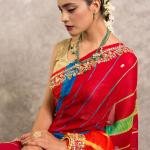 Gulkand Lehariya Saree | Aari Gottapati Work on Chinon | Jaipurio Designer Collection